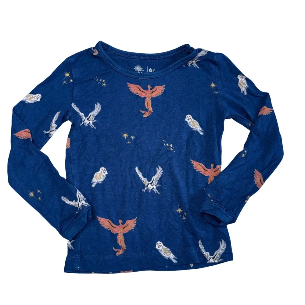 Kyte Baby Harry Potter Pajama Set Kids 18-24M Blue Excellent Phoenix Owl Bamboo